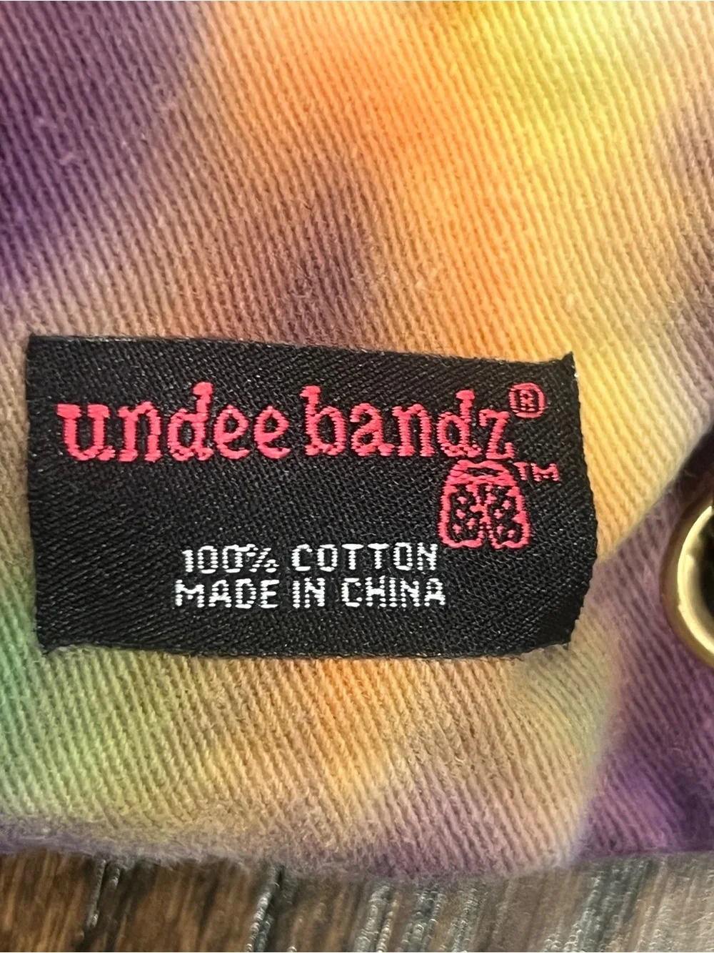 Undee Bandz Drawstring Backpack Tie Dyed with Multicolor Grommets Peace Symbol